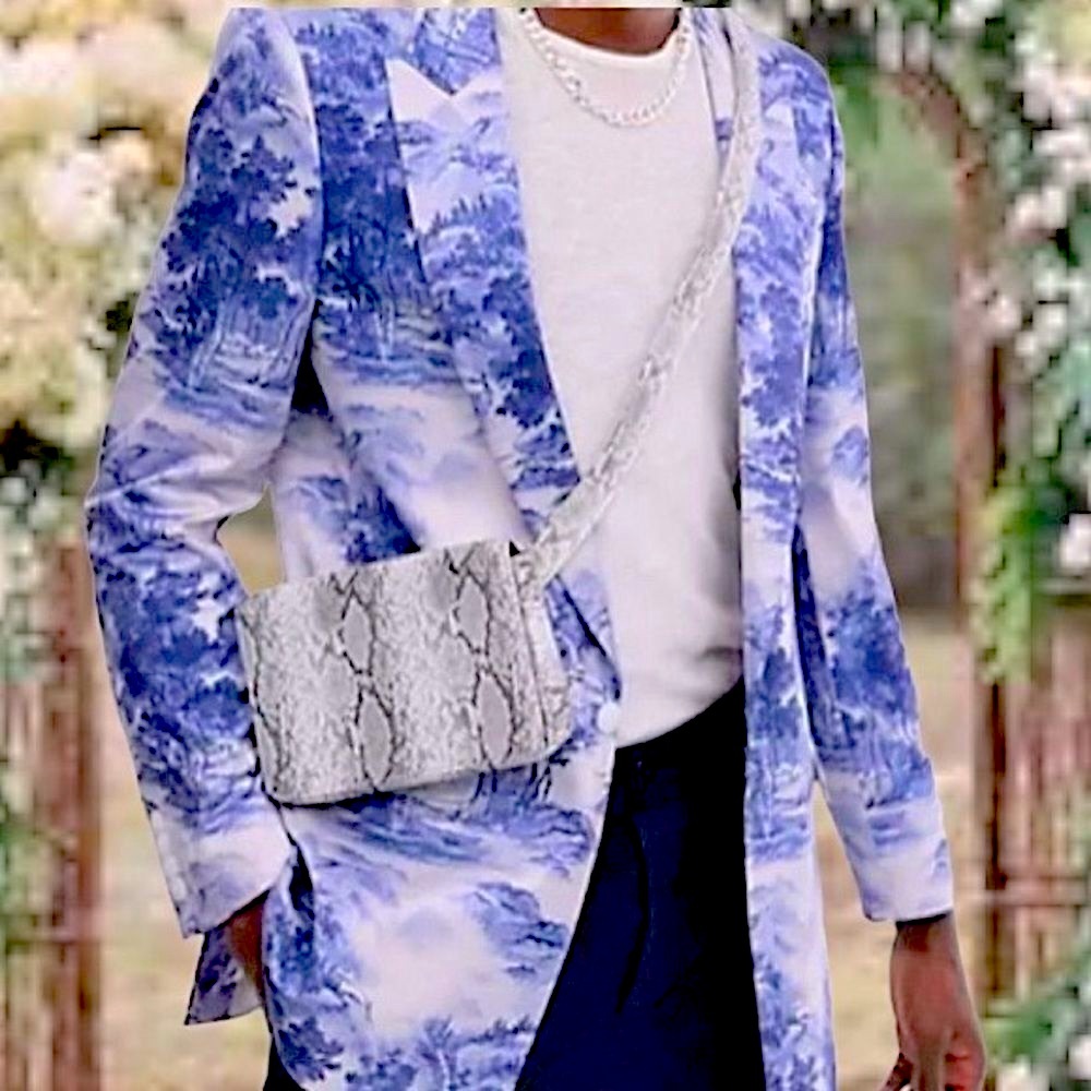 Blue Toile  Printed  Blazer